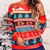 Fd700 European and American women's clothing 2021 autumn winter christmas pattern printed loose round neck long sleeve top