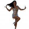 2020 spring women's European and American fashion trend Sequin splicing sexy slim strapless dress