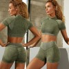 2021 autumn and winter sand wash seamless yoga clothes women's long sleeve sports fitness clothes high waist hip pants 