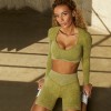 2021 autumn and winter sand wash seamless yoga clothes women's long sleeve sports fitness clothes high waist hip pants 