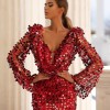 2021 wine red European and American dress host evening dress dress