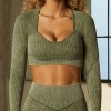 Sand wash seamless knitted Yoga suit women's sports suit fitness long sleeve high waist hip pants 