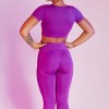 2021 European and American seamless yoga clothes women's sports fitness clothes long sleeve quick drying running high waist hip lifting pants 