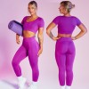 Short sleeve Yoga suit women's high waist peach hip pants tight hip lifting seamless fitness suit 