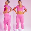Short sleeve Yoga suit women's high waist peach hip pants tight hip lifting seamless fitness suit 