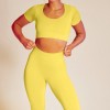 Short sleeve Yoga suit women's high waist peach hip pants tight hip lifting seamless fitness suit 
