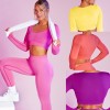 Winter long sleeved long pants Yoga suit European and American sports fitness suit tight seamless Yoga suit female 