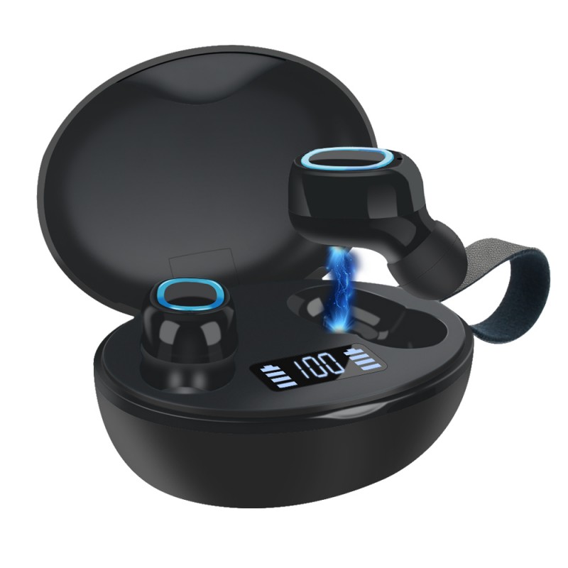 Easy to carry portable mini led power display noise cancelling charging case custom logo wireless earphones