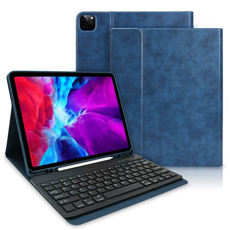 2021 New Trending Hot 12.9 inch PU Leather Shockproof Full Protection Wireless Keyboard Case with Pen Holder for iPad Pro 4th