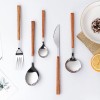 2021 New Imitate Wood Flatware Marbling Spoon Knife Fork Set Stainless Steel Cutlery