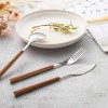 2021 New Imitate Wood Flatware Marbling Spoon Knife Fork Set Stainless Steel Cutlery