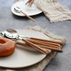 2021 New Imitate Wood Flatware Marbling Spoon Knife Fork Set Stainless Steel Cutlery