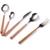2021 New Imitate Wood Flatware Marbling Spoon Knife Fork Set Stainless Steel Cutlery