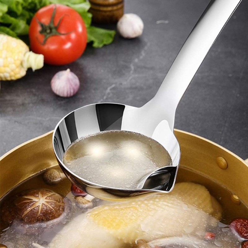 wholesale 304 Stainless Steel Sifting Oil Ladle Oil Filter Cooking Oil Filter Scoop Multipurpose Round stainless steel Colander